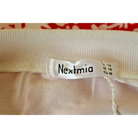 Christmas Womens Top Nextmia NWT Red Santa Snow Off Shoulder Holiday Size US 14 - Picture 6 of 7